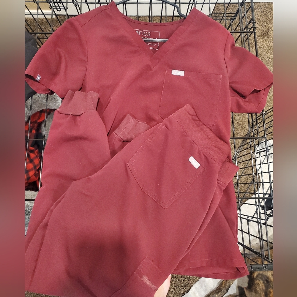 FIGS Womens Burgundy Scrub Set
